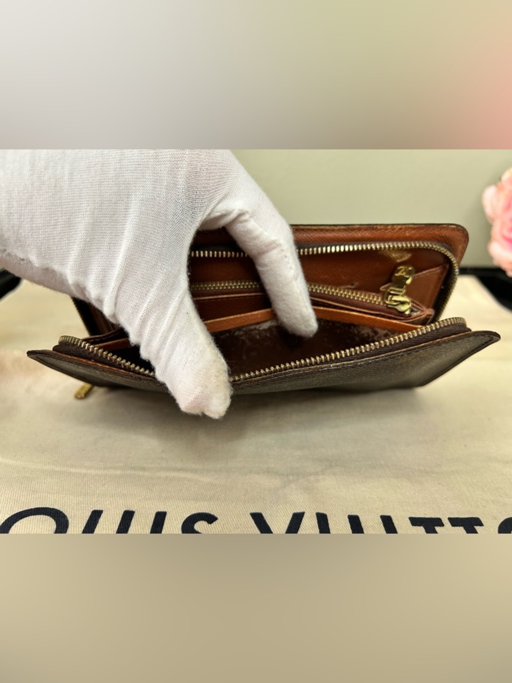 Louis Vuitton Monogram Zip Wallet with Gold Hardware - Picture 11 of 12